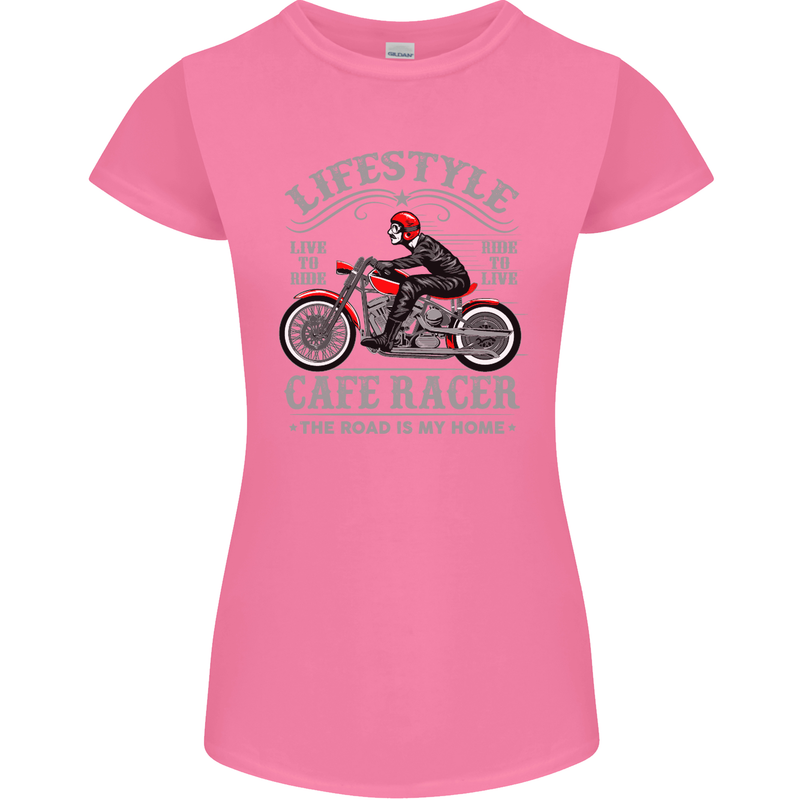 Lifestyle Cafe Racer Biker Motorcycle Womens Petite Cut T-Shirt Azalea