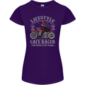 Lifestyle Cafe Racer Biker Motorcycle Womens Petite Cut T-Shirt Purple