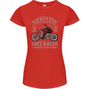 Lifestyle Cafe Racer Biker Motorcycle Womens Petite Cut T-Shirt Red