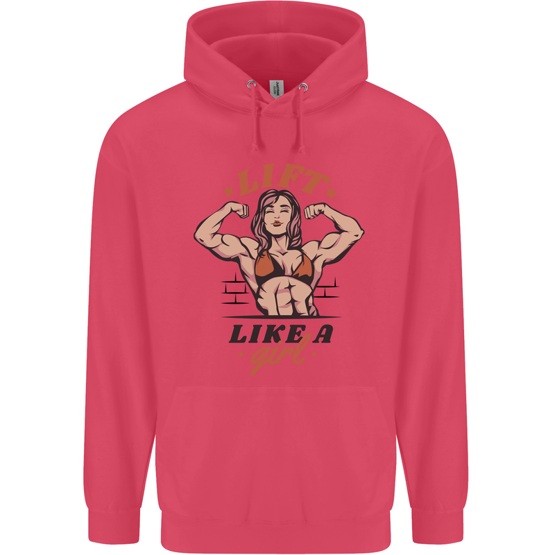 Lift Like a Girl Female Bodybuilding Childrens Kids Hoodie Heliconia