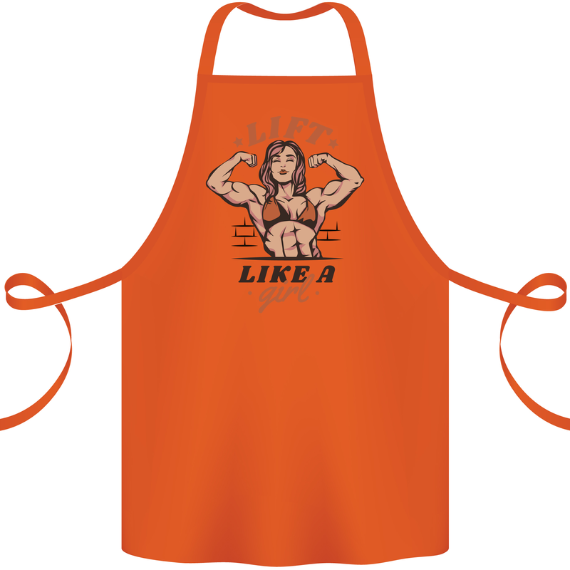 Lift Like a Girl Female Bodybuilding Cotton Apron 100% Organic Orange