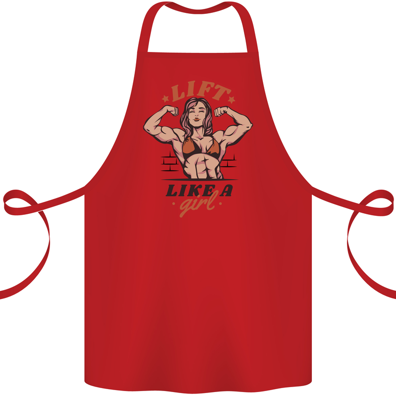 Lift Like a Girl Female Bodybuilding Cotton Apron 100% Organic Red