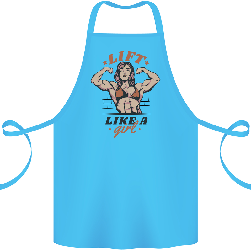 Lift Like a Girl Female Bodybuilding Cotton Apron 100% Organic Turquoise