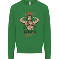 Lift Like a Girl Female Bodybuilding Kids Sweatshirt Jumper Irish Green