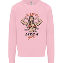 Lift Like a Girl Female Bodybuilding Kids Sweatshirt Jumper Light Pink