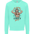 Lift Like a Girl Female Bodybuilding Kids Sweatshirt Jumper Peppermint
