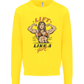 Lift Like a Girl Female Bodybuilding Kids Sweatshirt Jumper Yellow