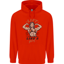 Lift Like a Girl Female Bodybuilding Mens 80% Cotton Hoodie Bright Red