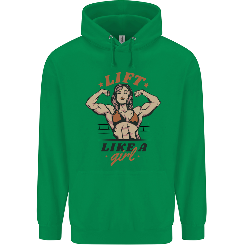 Lift Like a Girl Female Bodybuilding Mens 80% Cotton Hoodie Irish Green