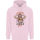 Lift Like a Girl Female Bodybuilding Mens 80% Cotton Hoodie Light Pink