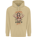 Lift Like a Girl Female Bodybuilding Mens 80% Cotton Hoodie Sand