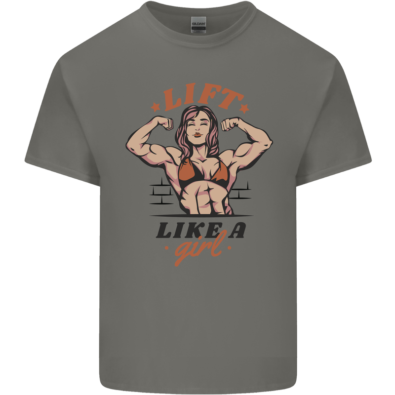 Lift Like a Girl Female Bodybuilding Mens Cotton T-Shirt Tee Top Charcoal