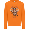 Lift Like a Girl Female Bodybuilding Mens Sweatshirt Jumper Orange