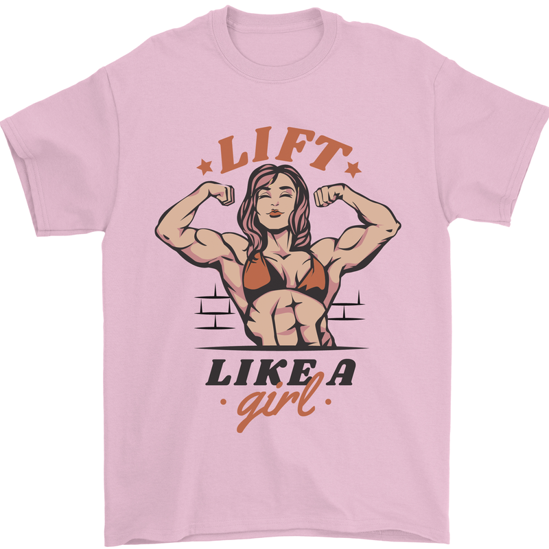 Lift Like a Girl Female Bodybuilding Mens T-Shirt 100% Cotton Light Pink