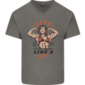 Lift Like a Girl Female Bodybuilding Mens V-Neck Cotton T-Shirt Charcoal