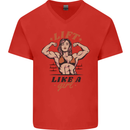 Lift Like a Girl Female Bodybuilding Mens V-Neck Cotton T-Shirt Red