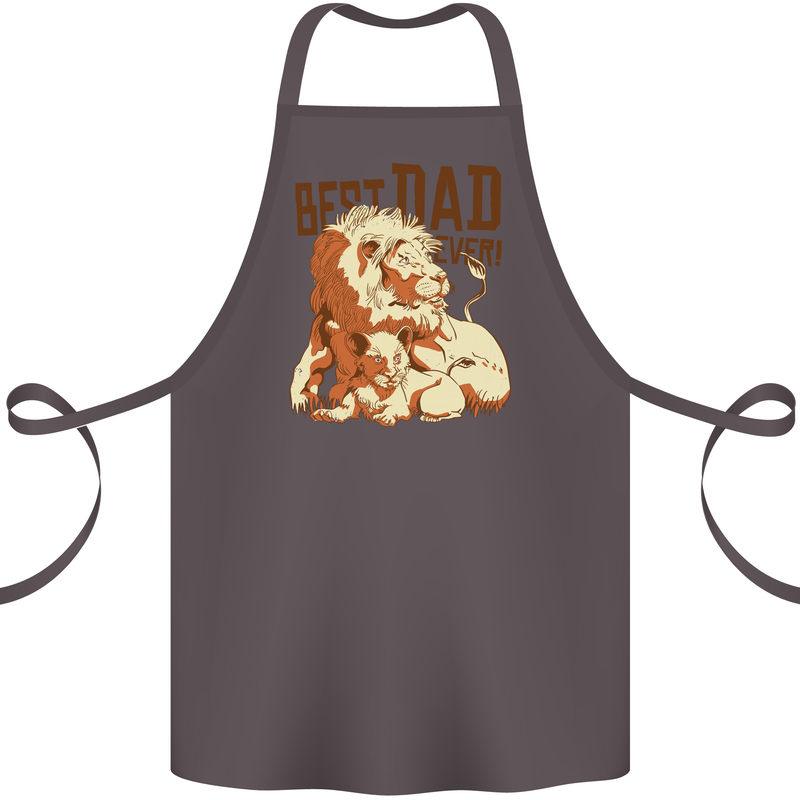Lion Best Dad Ever Funny Father's Day Cotton Apron 100% Organic Dark Grey