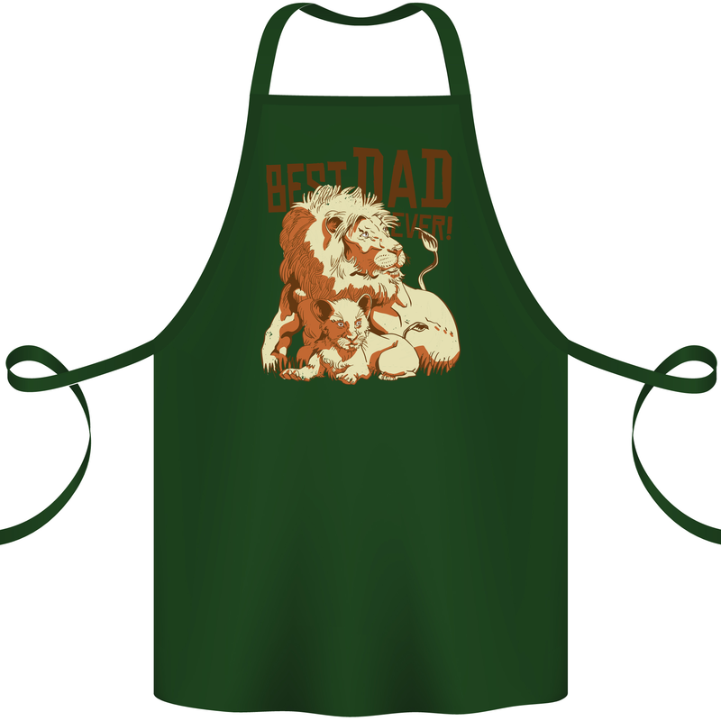 Lion Best Dad Ever Funny Father's Day Cotton Apron 100% Organic Forest Green
