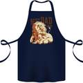 Lion Best Dad Ever Funny Father's Day Cotton Apron 100% Organic Navy Blue