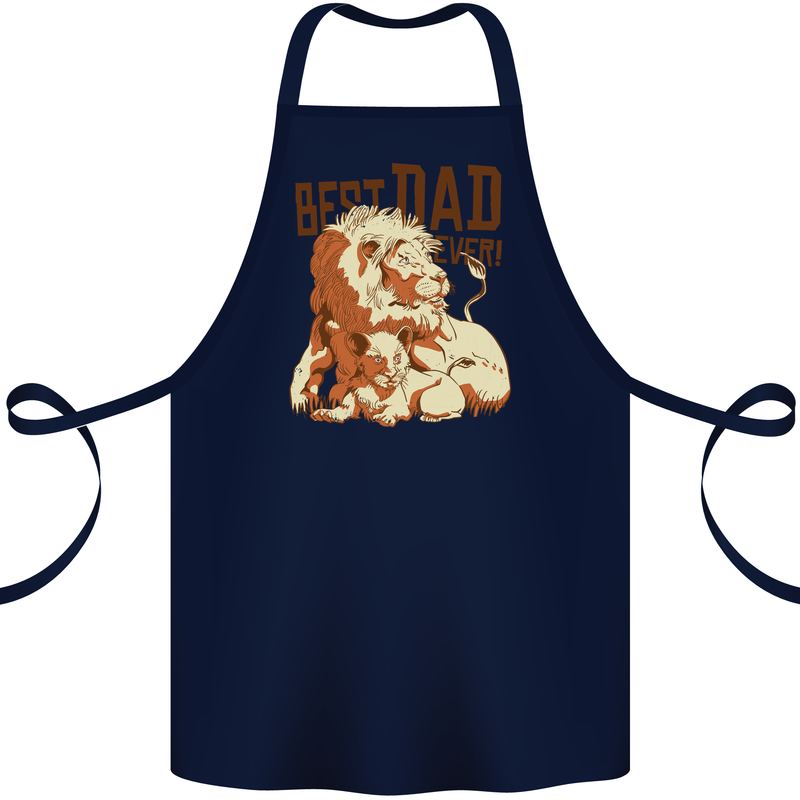 Lion Best Dad Ever Funny Father's Day Cotton Apron 100% Organic Navy Blue