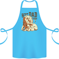Lion Best Dad Ever Funny Father's Day Cotton Apron 100% Organic Turquoise
