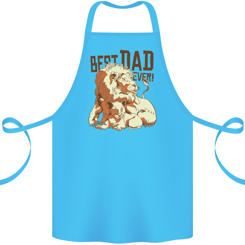 Lion Best Dad Ever Funny Father's Day Cotton Apron 100% Organic Turquoise