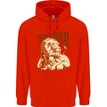 Lion Best Dad Ever Funny Father's Day Mens 80% Cotton Hoodie Bright Red
