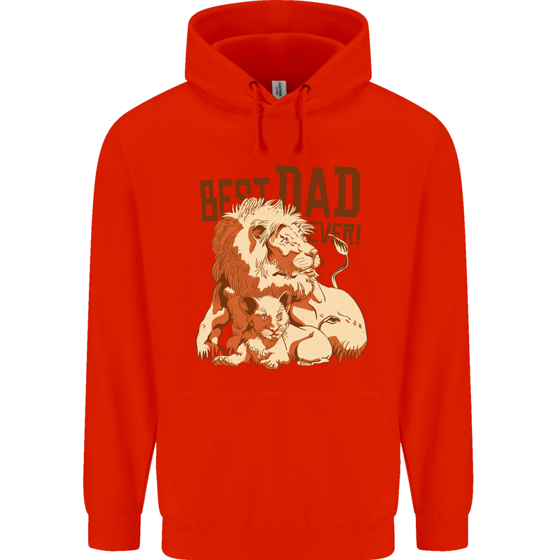Lion Best Dad Ever Funny Father's Day Mens 80% Cotton Hoodie Bright Red