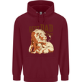Lion Best Dad Ever Funny Father's Day Mens 80% Cotton Hoodie Maroon