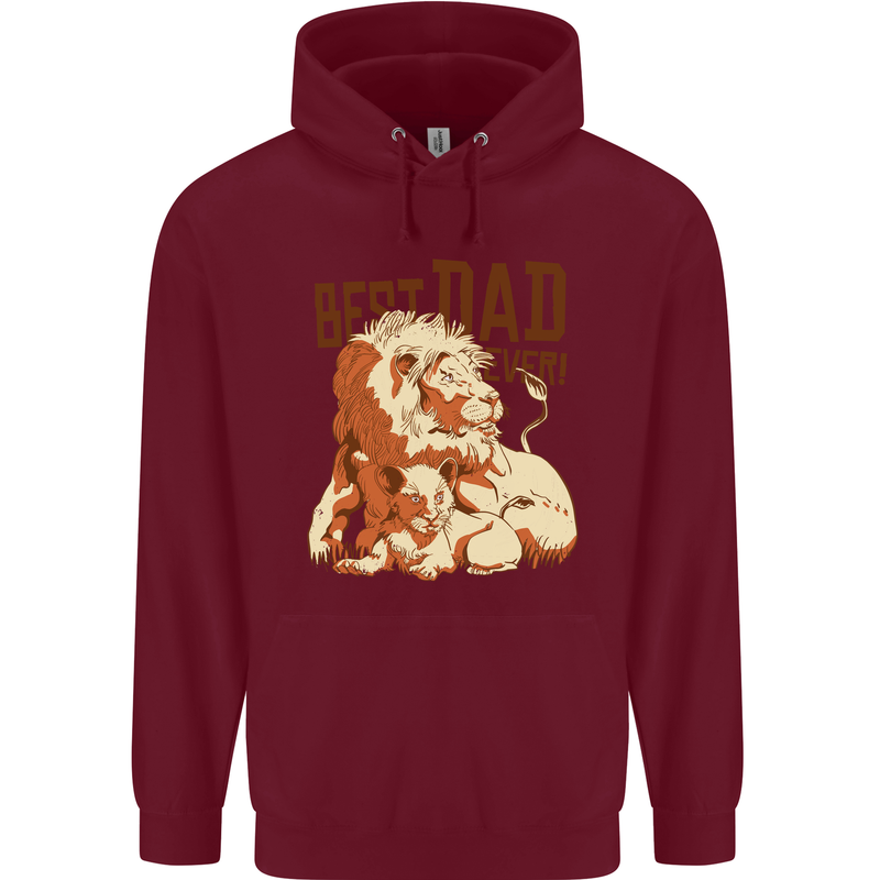 Lion Best Dad Ever Funny Father's Day Mens 80% Cotton Hoodie Maroon