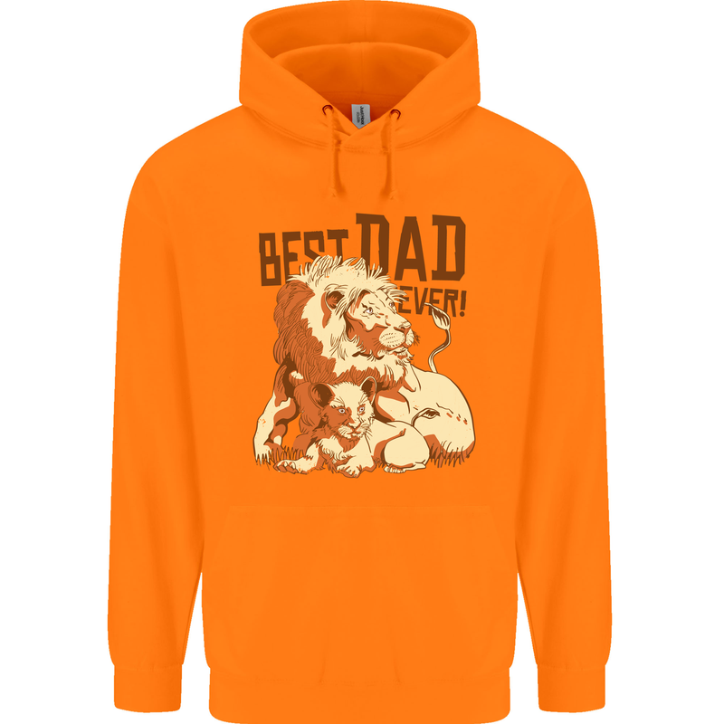Lion Best Dad Ever Funny Father's Day Mens 80% Cotton Hoodie Orange