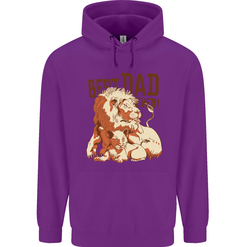 Lion Best Dad Ever Funny Father's Day Mens 80% Cotton Hoodie Purple