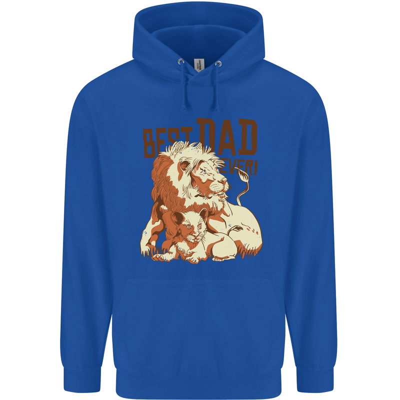 Lion Best Dad Ever Funny Father's Day Mens 80% Cotton Hoodie Royal Blue