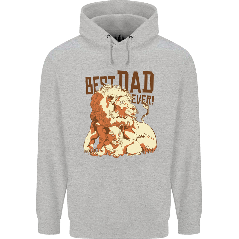 Lion Best Dad Ever Funny Father's Day Mens 80% Cotton Hoodie Sports Grey
