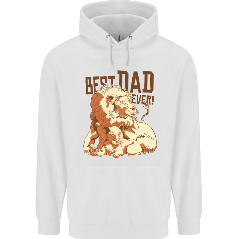 Lion Best Dad Ever Funny Father's Day Mens 80% Cotton Hoodie White