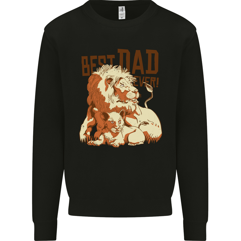 Lion Best Dad Ever Funny Father's Day Mens Sweatshirt Jumper Black