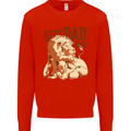 Lion Best Dad Ever Funny Father's Day Mens Sweatshirt Jumper Bright Red