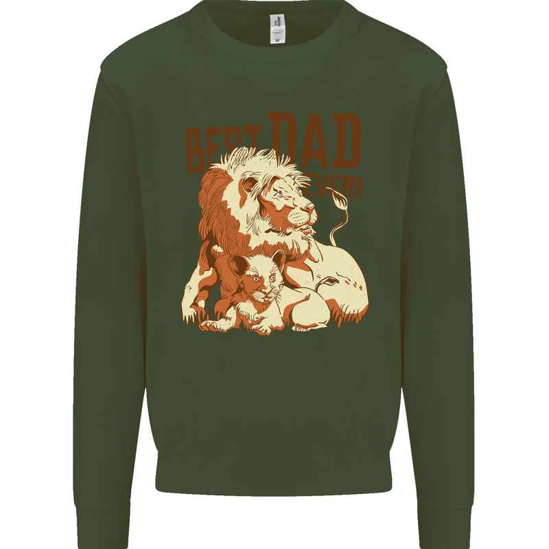 Lion Best Dad Ever Funny Father's Day Mens Sweatshirt Jumper Forest Green