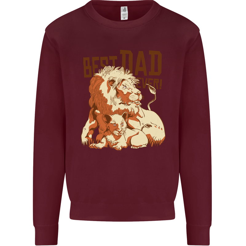 Lion Best Dad Ever Funny Father's Day Mens Sweatshirt Jumper Maroon