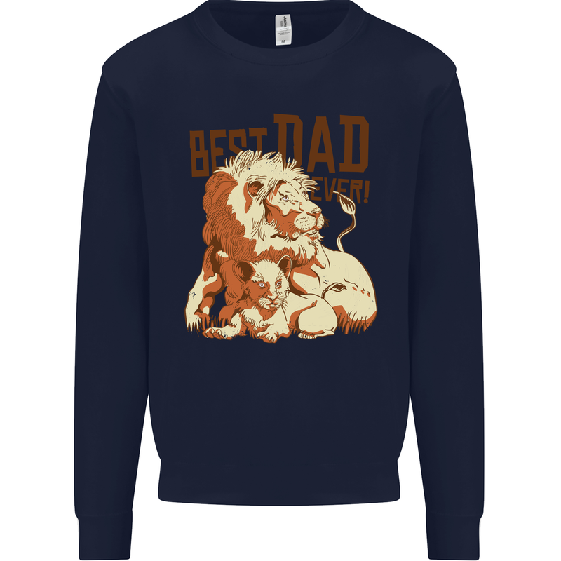 Lion Best Dad Ever Funny Father's Day Mens Sweatshirt Jumper Navy Blue