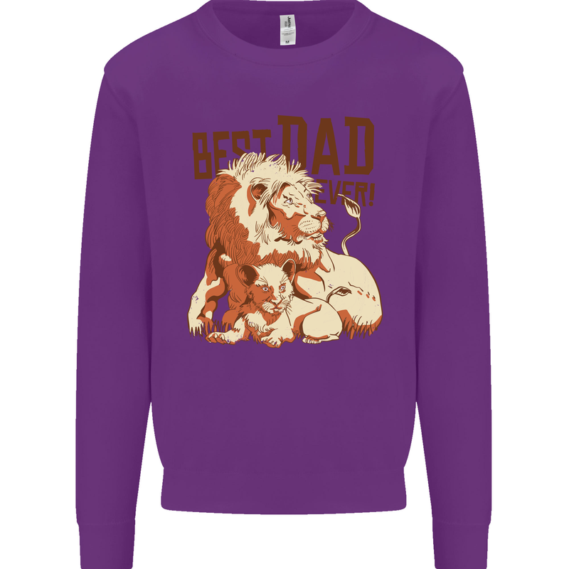 Lion Best Dad Ever Funny Father's Day Mens Sweatshirt Jumper Purple