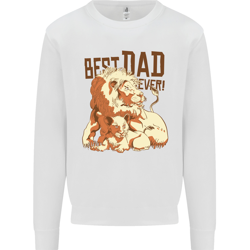 Lion Best Dad Ever Funny Father's Day Mens Sweatshirt Jumper White