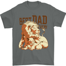 Lion Best Dad Ever Funny Father's Day Mens T-Shirt Cotton Gildan Charcoal