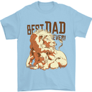 Lion Best Dad Ever Funny Father's Day Mens T-Shirt Cotton Gildan Light Blue