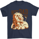 Lion Best Dad Ever Funny Father's Day Mens T-Shirt Cotton Gildan Navy Blue