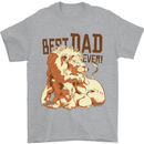 Lion Best Dad Ever Funny Father's Day Mens T-Shirt Cotton Gildan Sports Grey