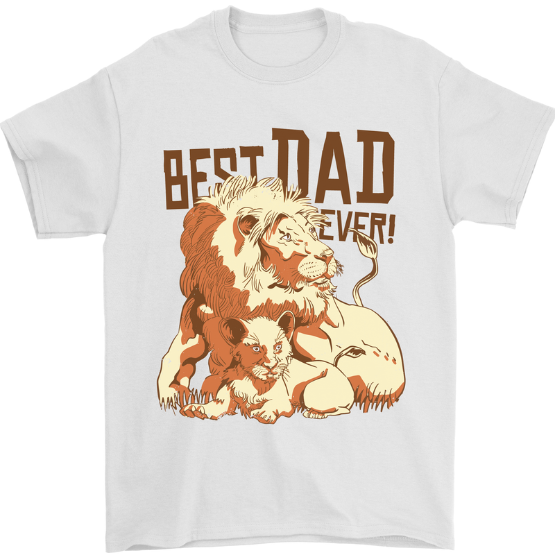 Lion Best Dad Ever Funny Father's Day Mens T-Shirt Cotton Gildan White