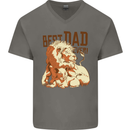 Lion Best Dad Ever Funny Father's Day Mens V-Neck Cotton T-Shirt Charcoal