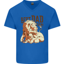 Lion Best Dad Ever Funny Father's Day Mens V-Neck Cotton T-Shirt Royal Blue