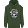 Lion Mandala Art Childrens Kids Hoodie Forest Green